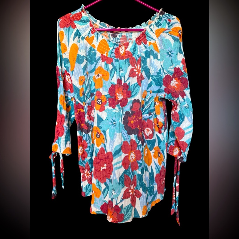 By Design Floral 3/4 Sleeve Size XL Blouse